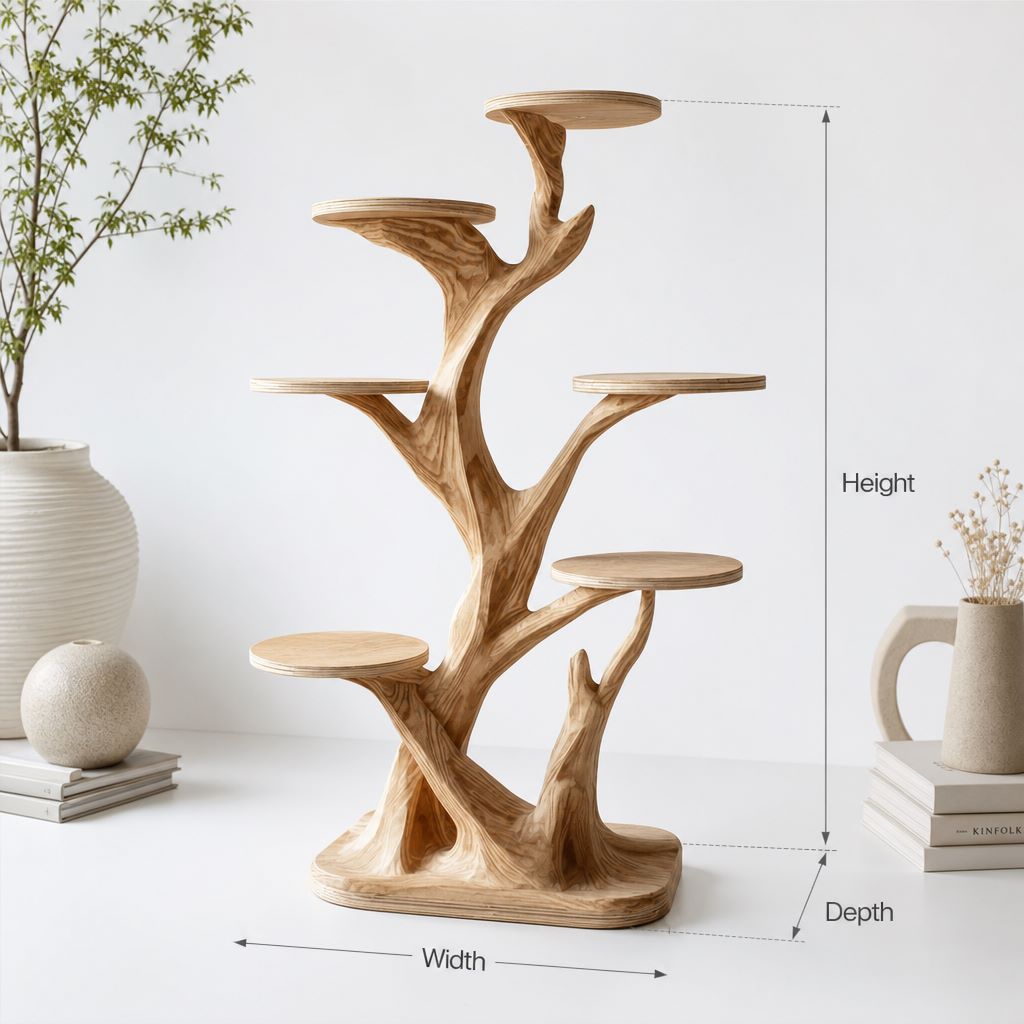 Mid-Century Houten Krabpaal - Stijlvolle Kattentoren voor Woonkamer