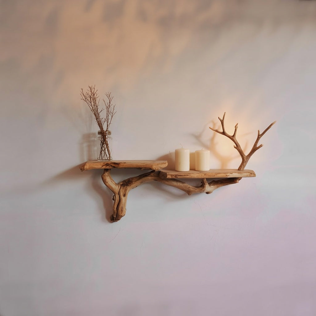 Live Edge Zwevende Wandplanken – Handgemaakt Massief Hout Decor