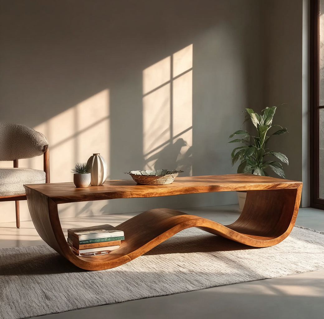 Luxe Salontafel met Opbergplank – Massief Houten Live Edge