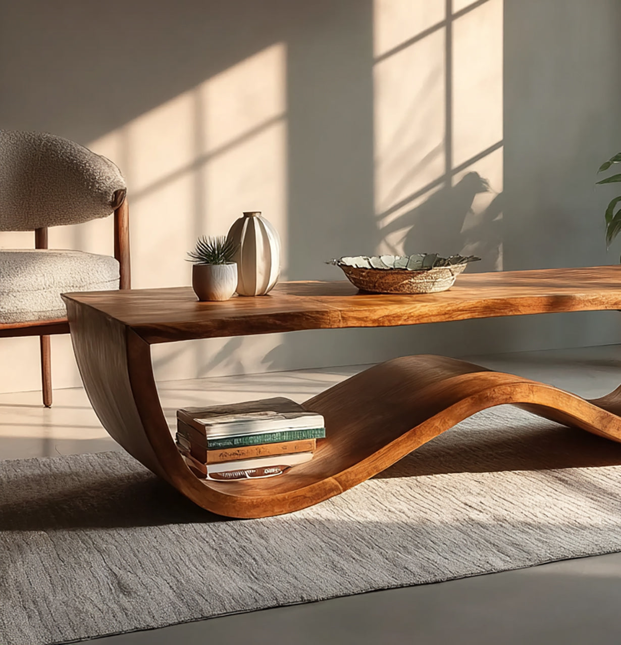 Luxe Salontafel met Opbergplank – Massief Houten Live Edge
