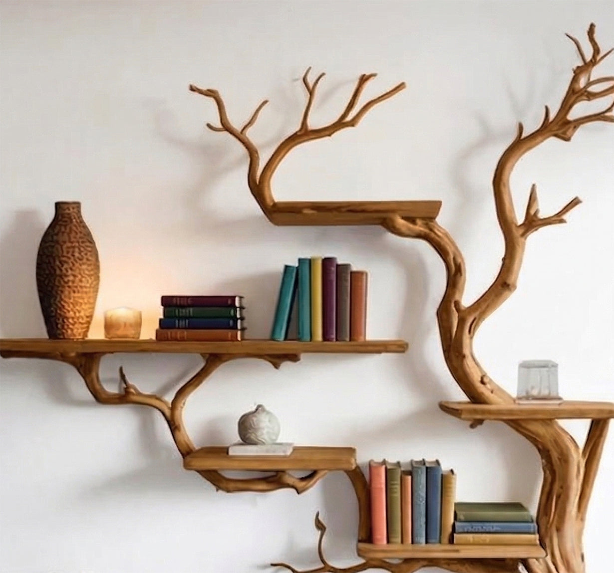 Boomtak Boekenkast Van Hout – Unieke Tree Bookshelf In Mid-Century Stijl