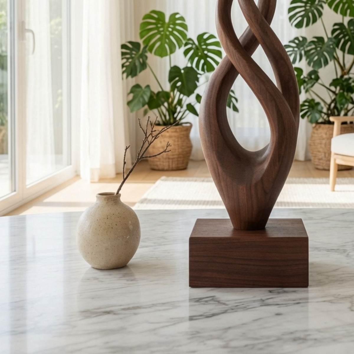Ambachtelijke decoratieve sculptuur van massief hout