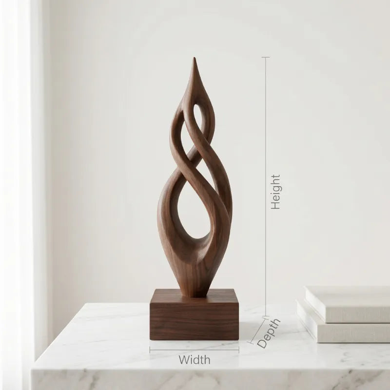 Abstracte Houten Sculptuur - Handgemaakt Massief Hout