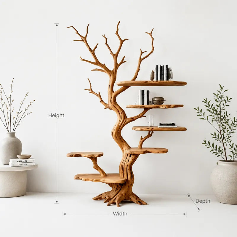 Artistieke Zwevende Boomtak Boekenplank - Massief Hout