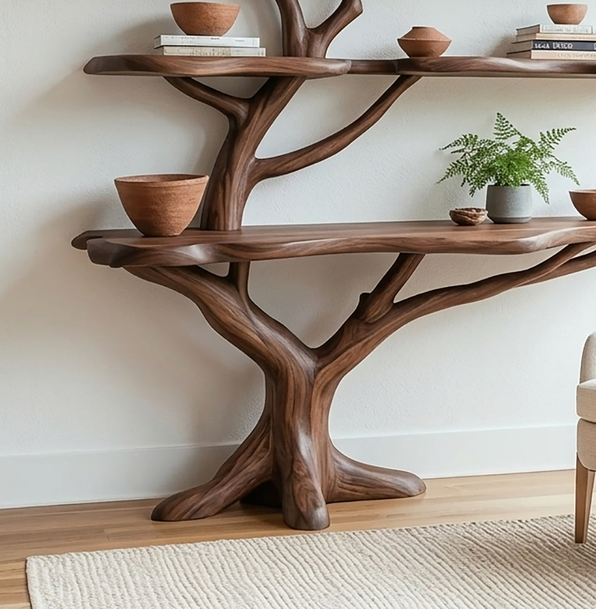 Boomtak boekenplank voor boeken, planten en woondecoratie