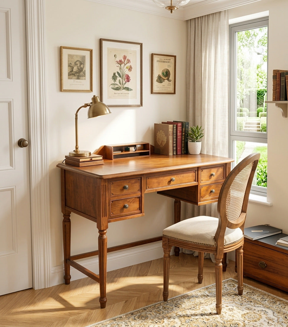 Klassiek houten schrijfbureau vervaardigd uit massief hout