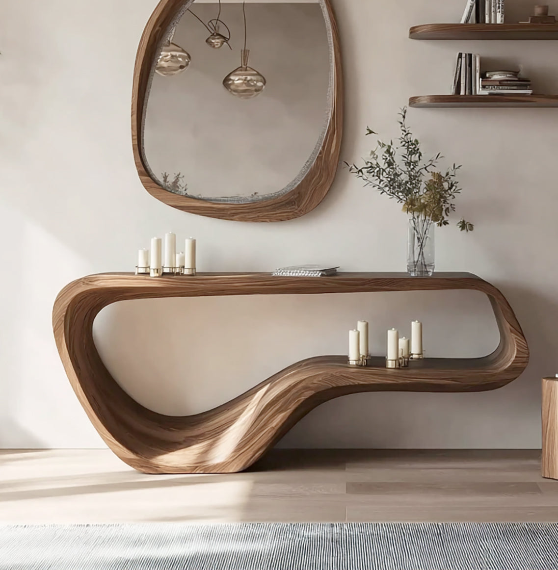 Handgemaakte Live Edge Consoletafel – Massief Houten Haltafel