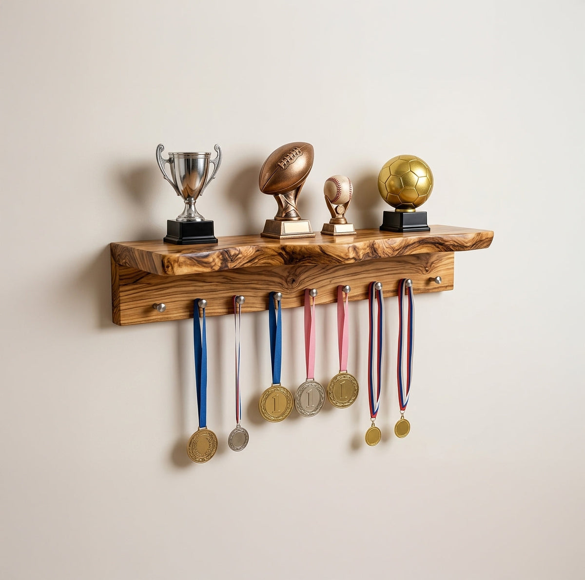 Sculpturale massief houten kapstok met boomrand takkenontwerp
