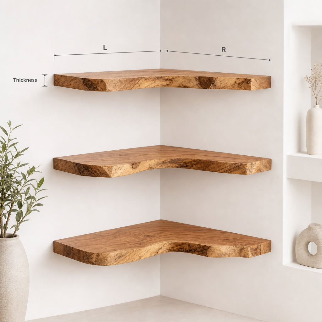 Rustieke Houten Hoekplank op Maat - Massief Hout Wandrek