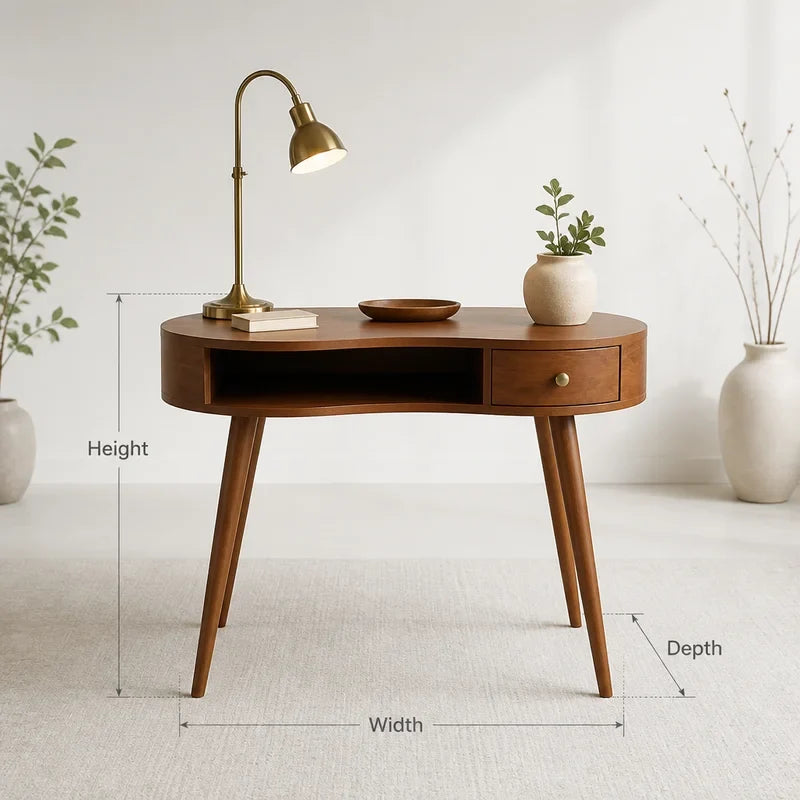 Elegant Gebogen Boomrand Bureau - Massief Hout Werktafel