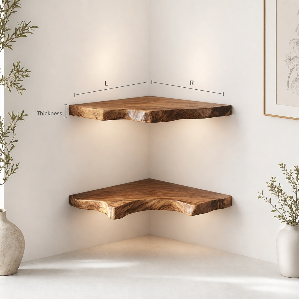 Landelijke Boomrand Hoekplank - Massief Hout Modern Interieur