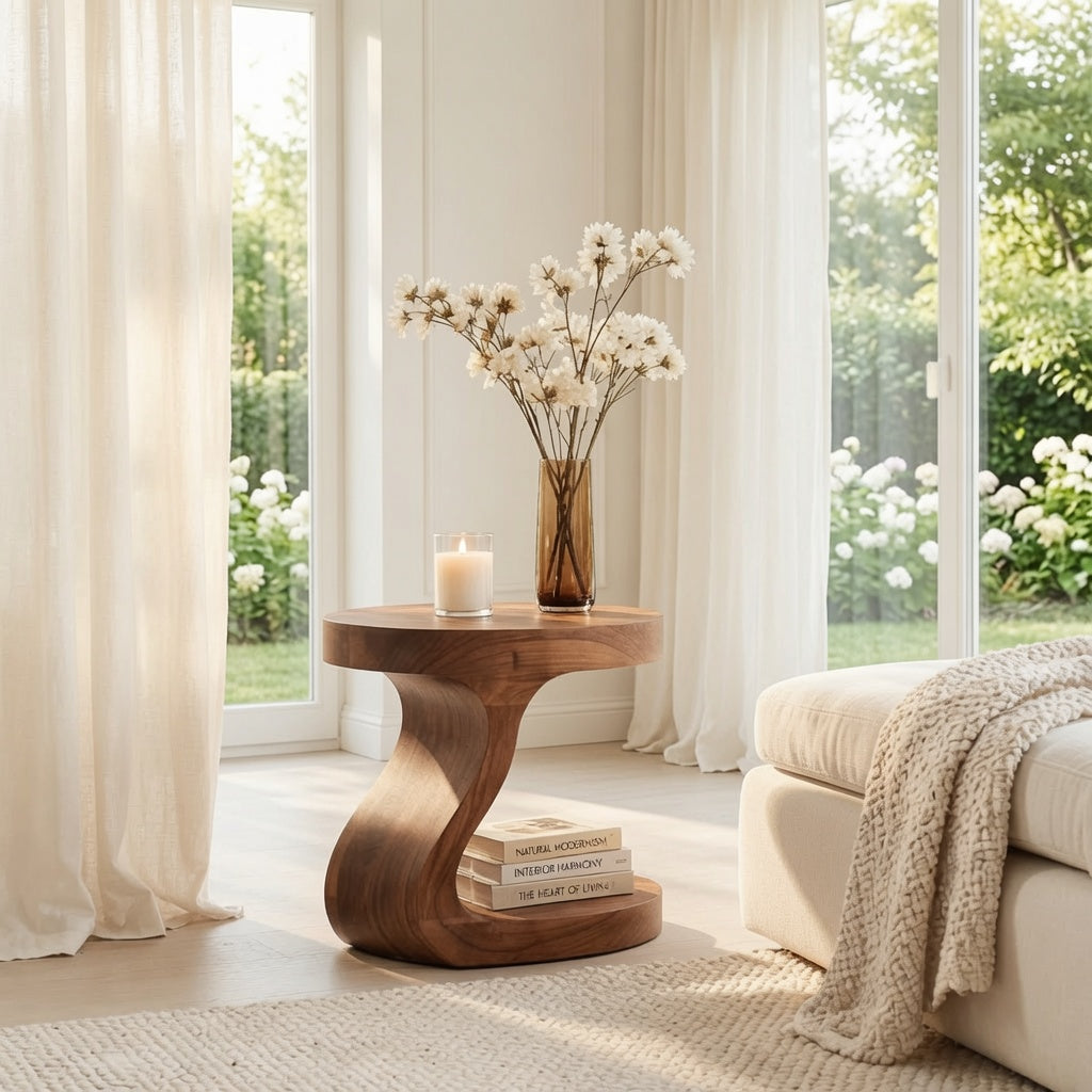 Elegante S-boog accenttafel gemaakt van eersteklas hout