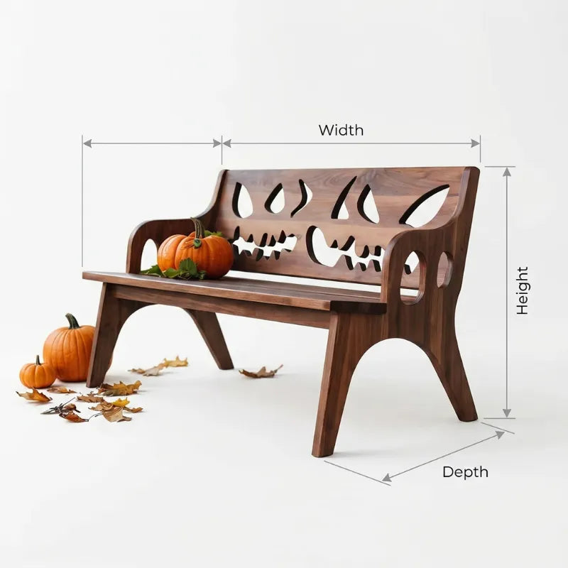Sculpturale Houten Bank - Pompoenmotief Massief Hout