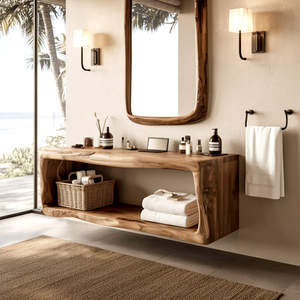 Badkamer Opbergkast Massief Hout - Boomrand Hangkast Badkamer