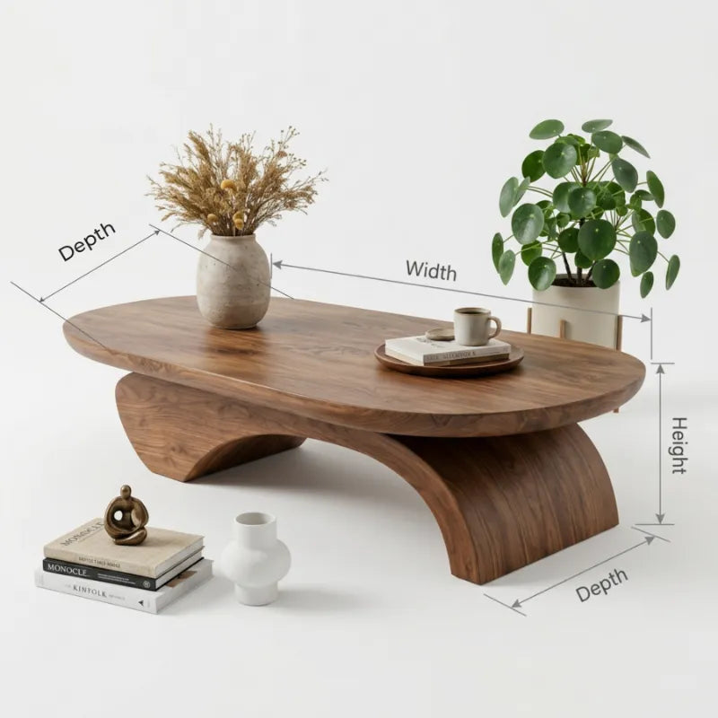Handgemaakte Boomrand Salontafel - Sculpturaal Massief Hout
