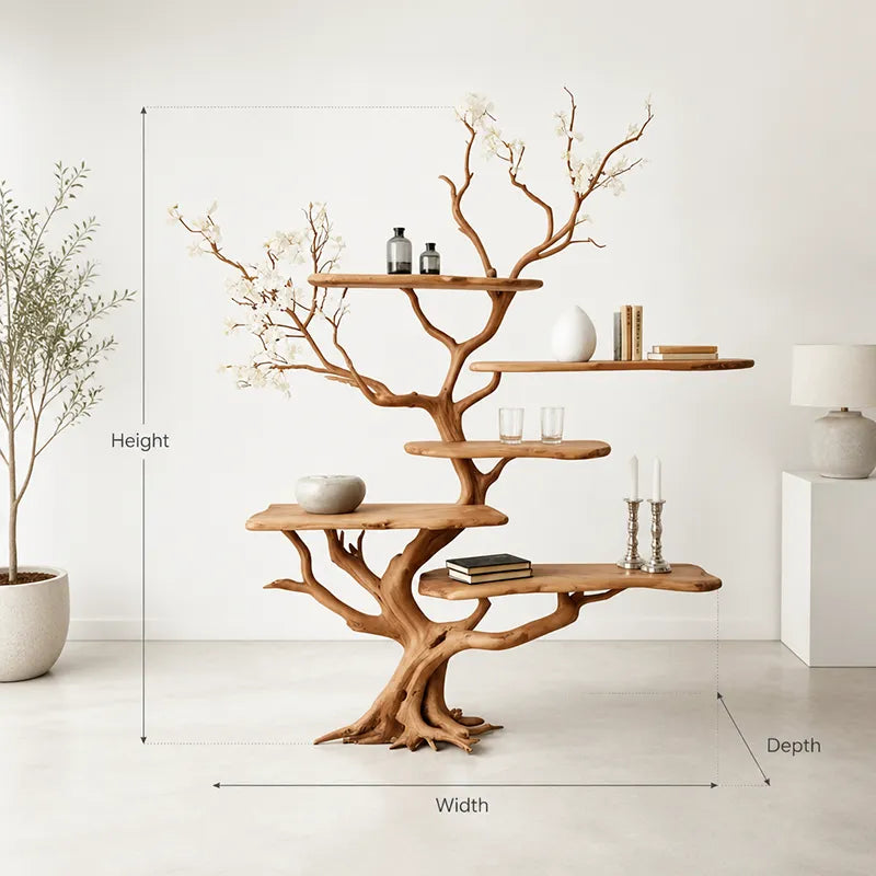 Handgemaakt Sculpturaal Boomrek - Boomrand Massief Hout