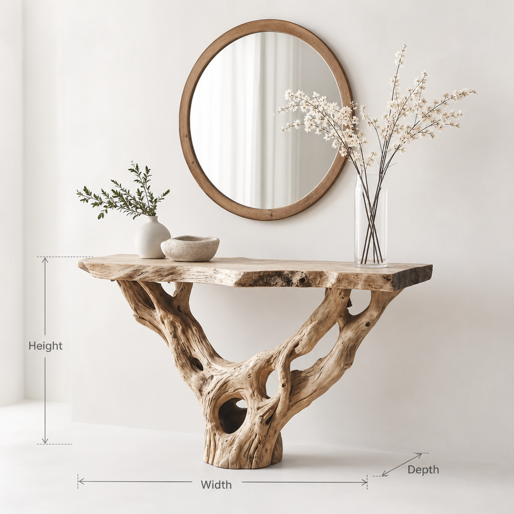 Smalle Boomrand Sidetable - Massief Houten Consoletafel voor Hal