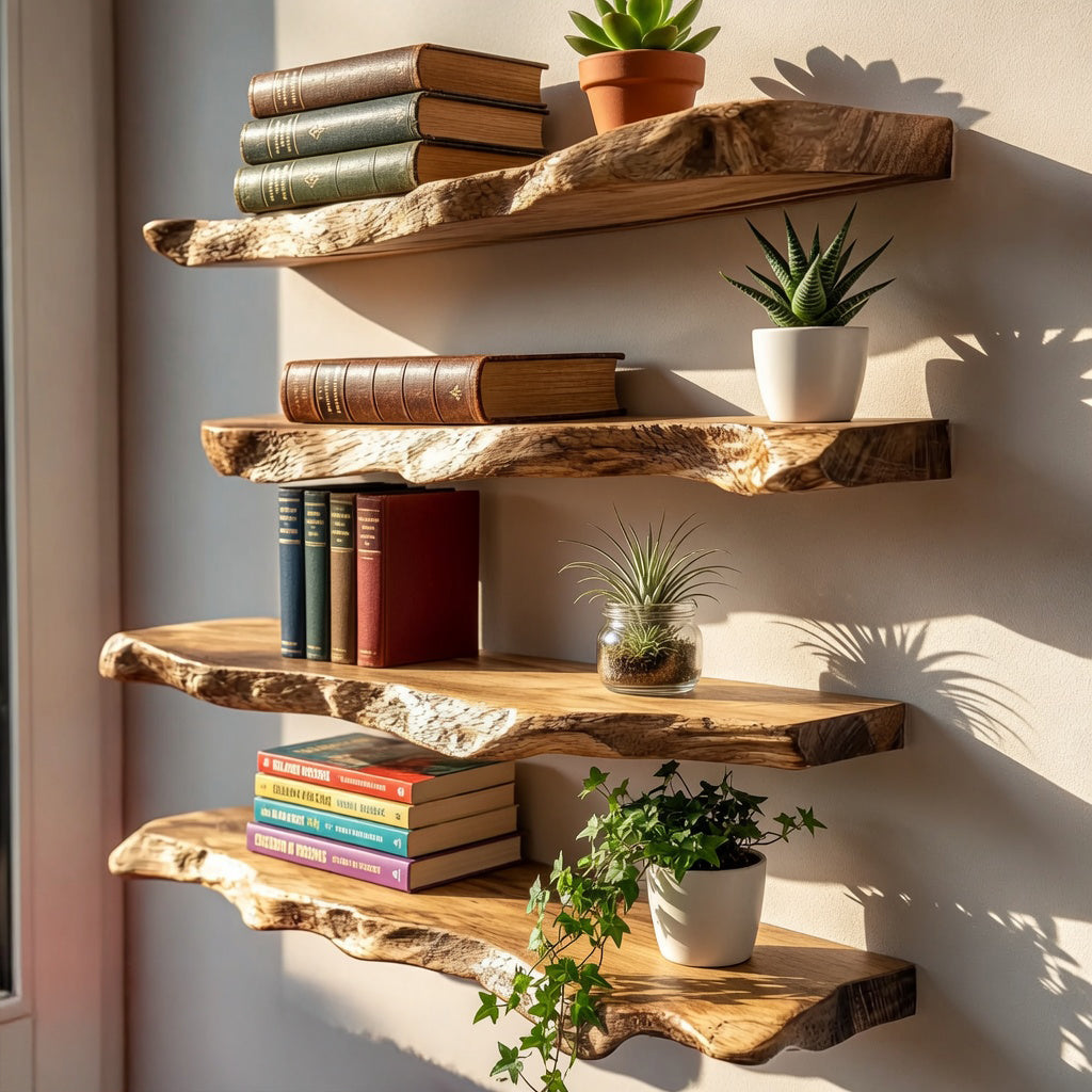 Zwevende wandplanken voor boeken, planten en decoratie