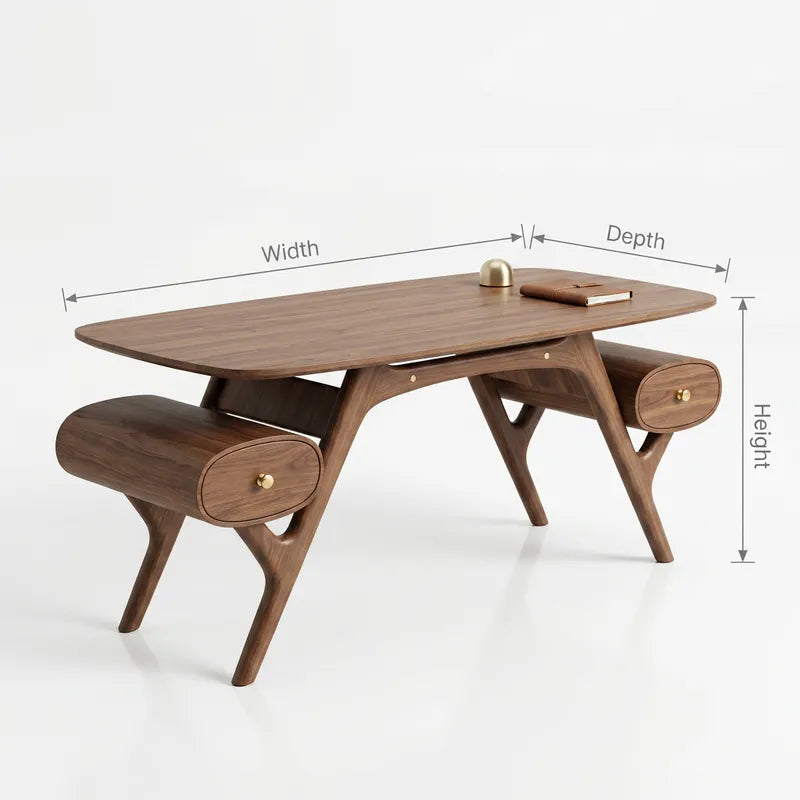 Mid-Century Directiebureau - Capsule Laden & Schragen Massief Hout
