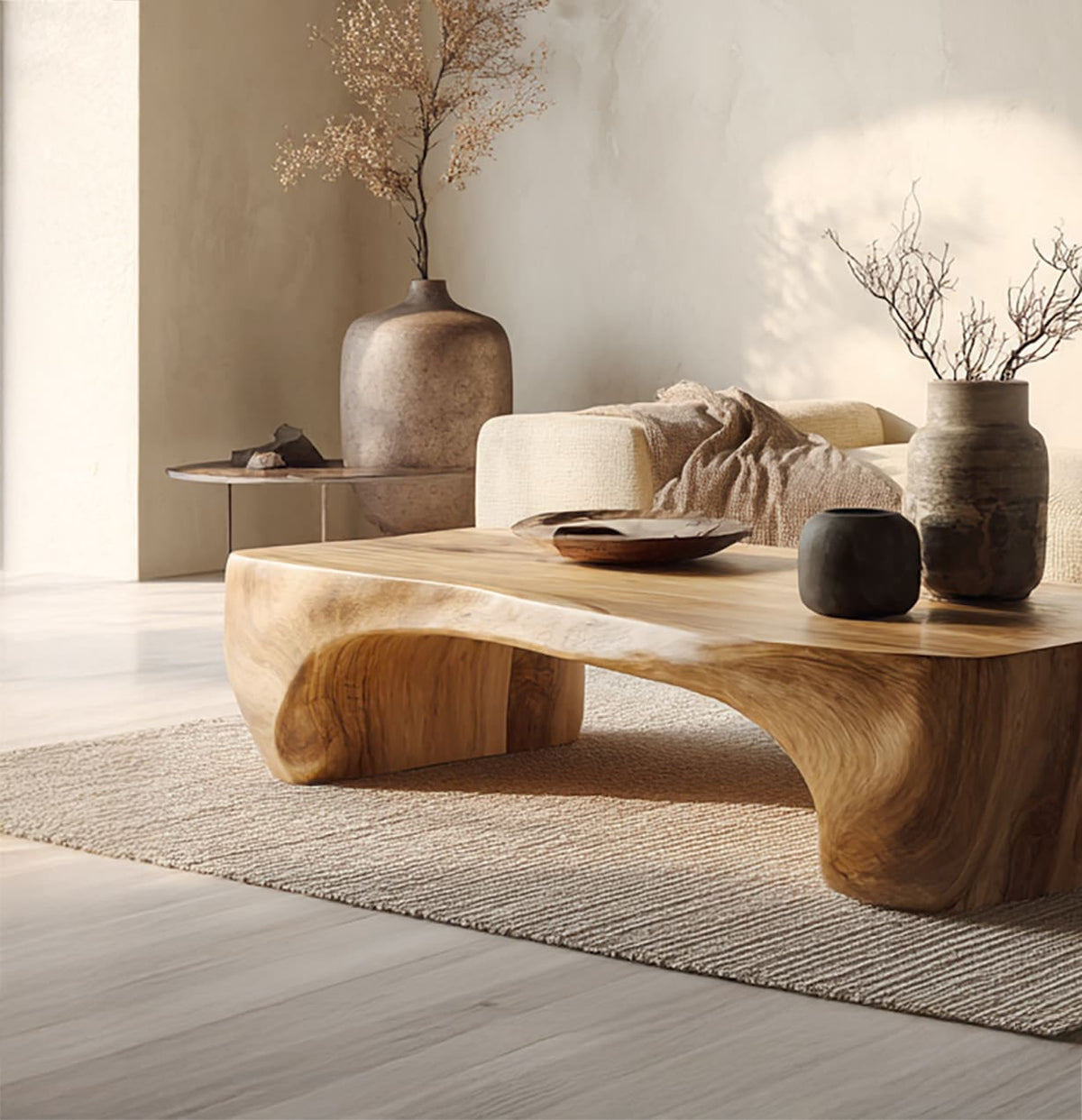 Mid-century houten salontafel van massief hout