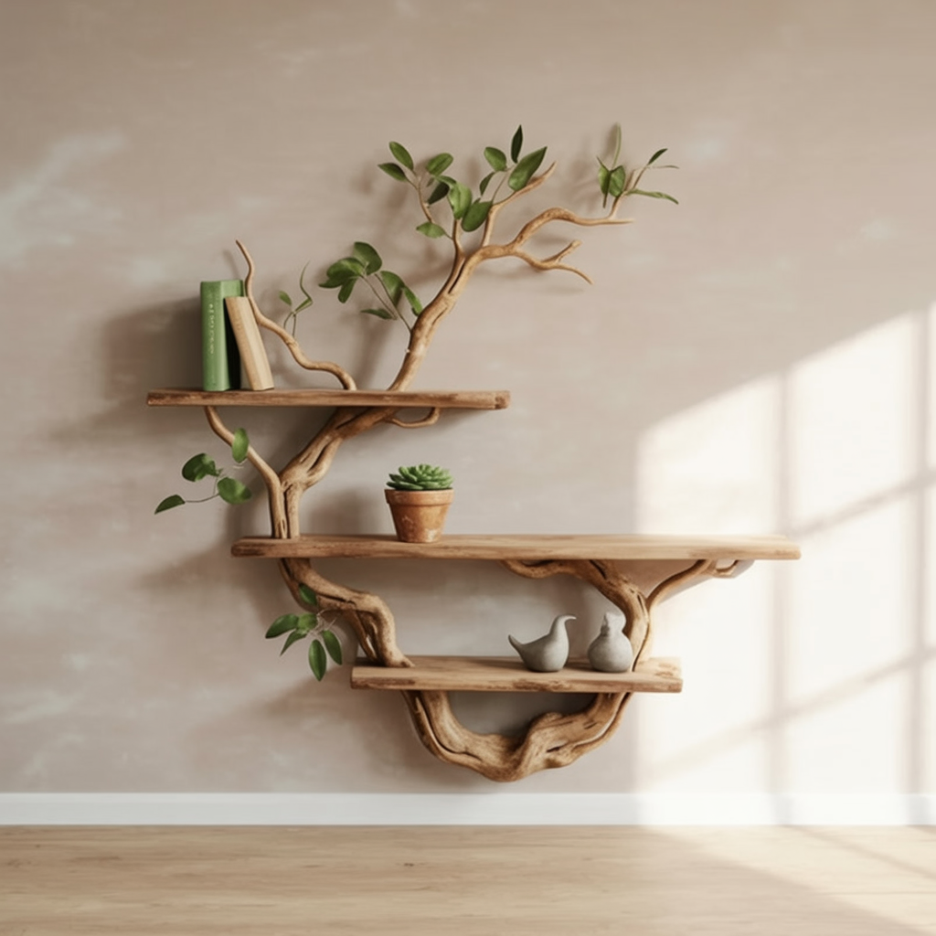 Minimalistische houten boekenplank voor kinderkamer of woonkamer