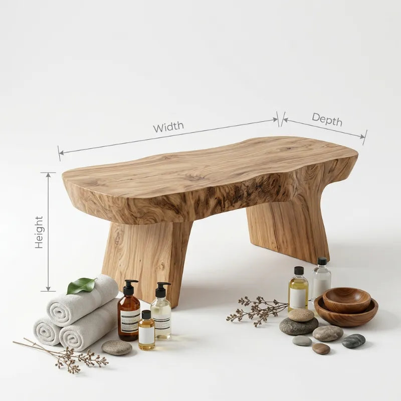 Minimalistische Organische Douchebank - Massief Hout Spa
