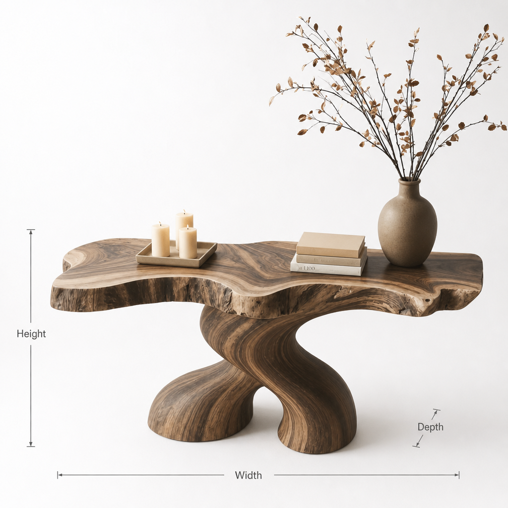 Moderne Rustieke Sidetable - Sculpturaal Onderstel Consoletafel voor Hal