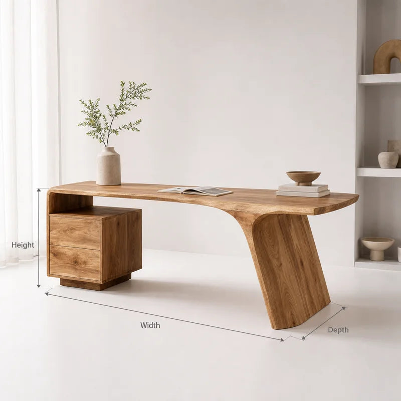 Modern Massief Houten Bureau met Laden - Werkplek