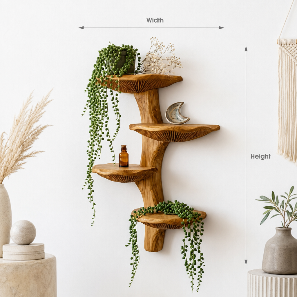 Paddenstoel Planten Wandplank - 4 Schappen voor Hangplanten