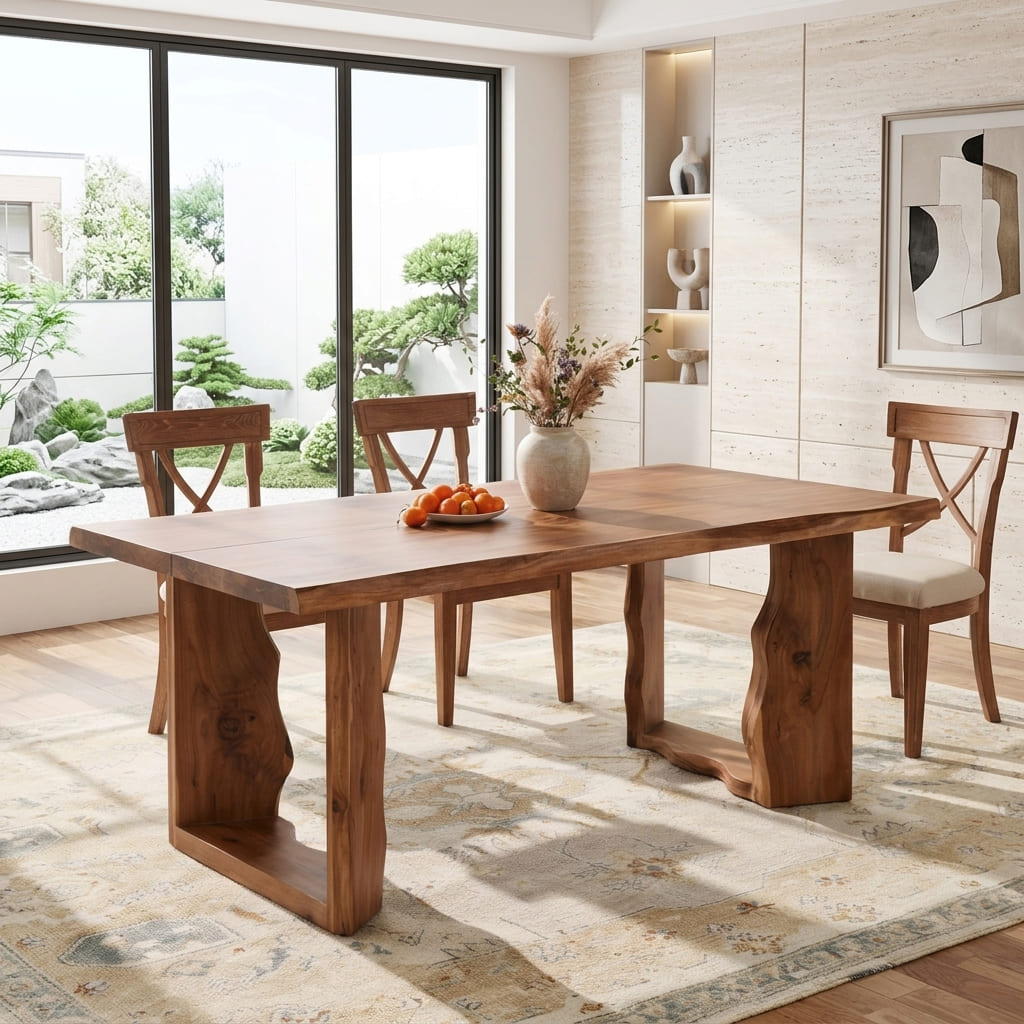 Organische boomrand eettafel van massief hout
