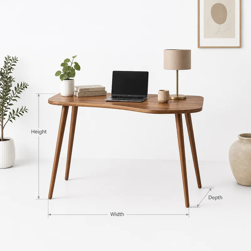 Japandi Boomrand Bureau - Sculpturale Massief Houten Werktafel