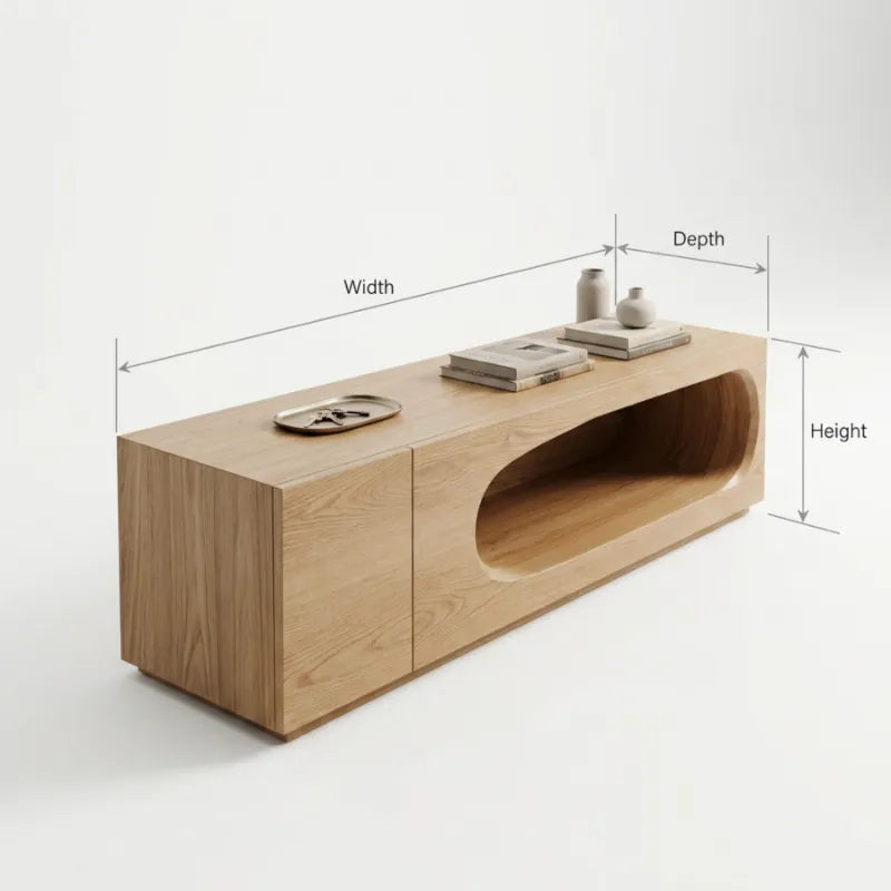 Ovale Uitsparing Consoletafel - Massief Houten Sidetable Hal