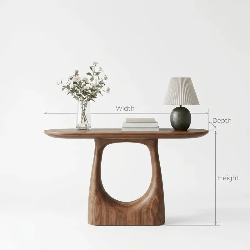 Organische Consoletafel Ovale Uitsparing - Massief Hout