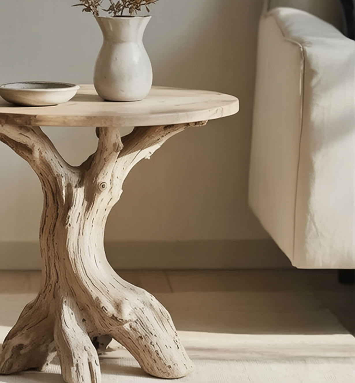 Rustieke Live Edge Bijzettafel – Handgemaakte Massief Houten Sidetable