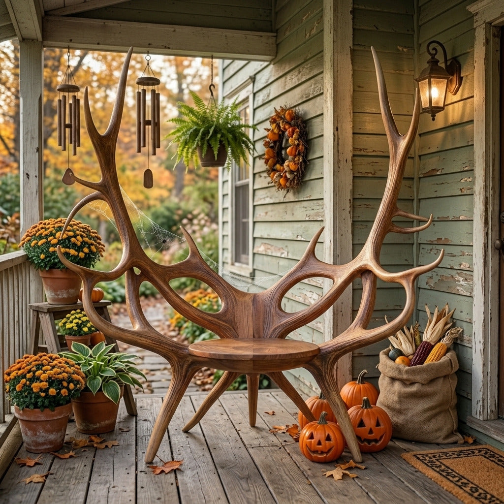 Sculpturale Gewei Fauteuil - Massief Hout Kunststoel