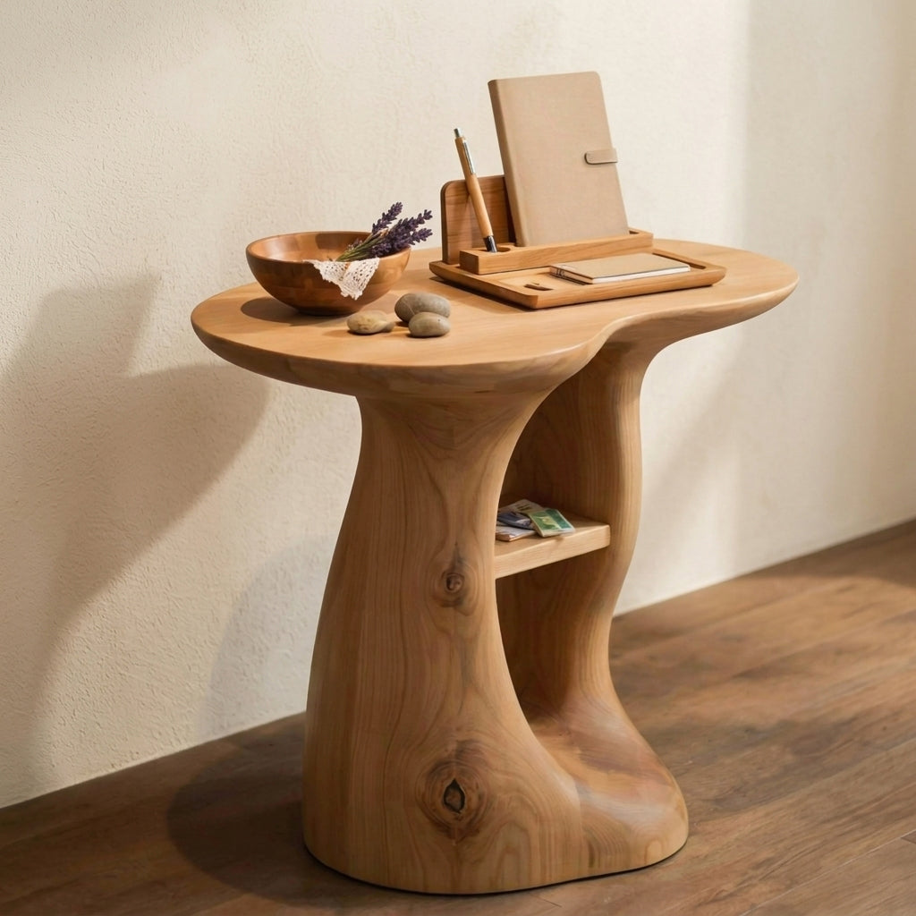 Sculpturale organische bijzettafel van eersteklas boomrand massief hout
