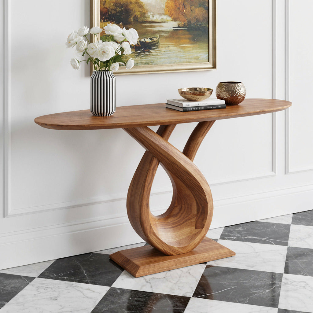Eigentijdse houten consoletafel vervaardigd uit massief hout
