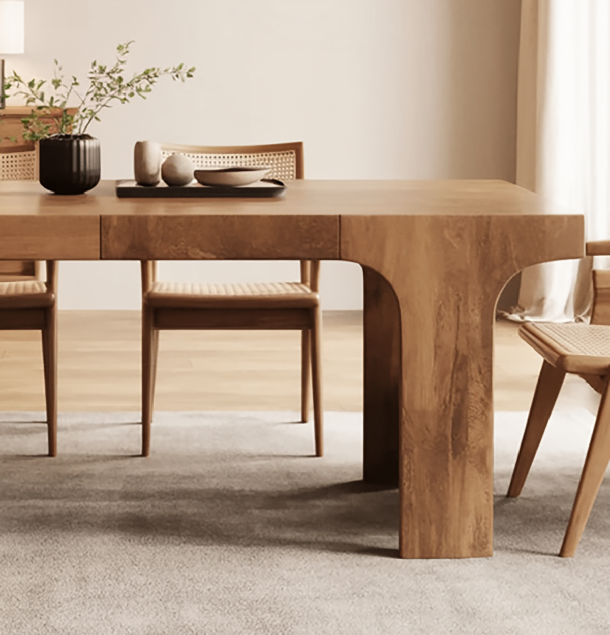 Rechthoekige massief houten eettafel voor het hele gezin
