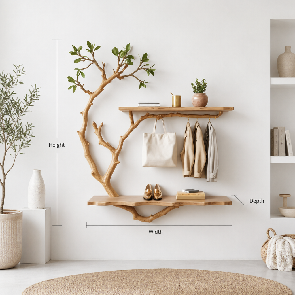 Organisch moderne wandboomplank aan een accentmuur