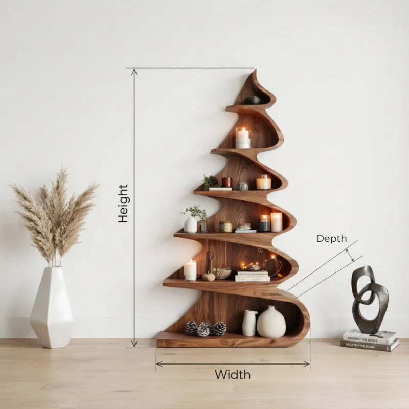 Sculpturale Boom Boekenkast - Massief Hout Organisch Display