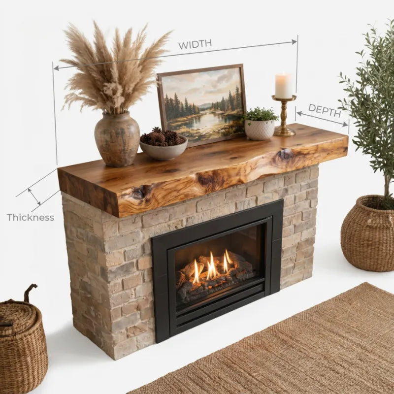 Boomrand Schouwmantel Wandplank - Massief Hout Open Haard
