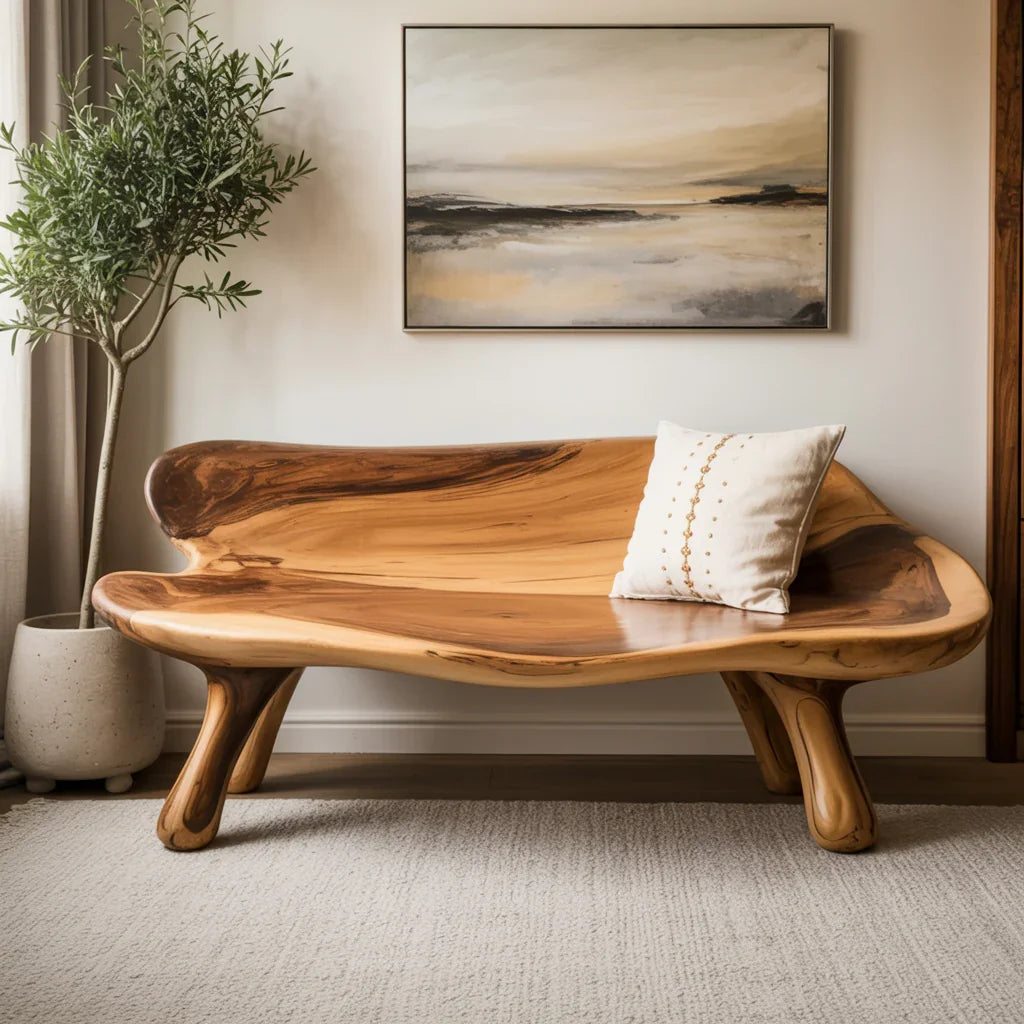 Robuuste massief houten bank ontworpen voor langdurig en comfortabel zitgemak