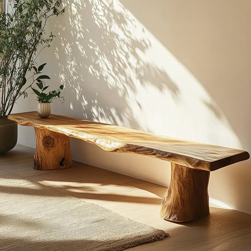 Rustieke natuurhouten bank voor slaapkamer of woonkamer