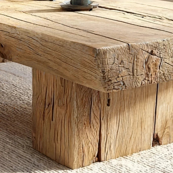 Handgemaakte Rustieke Massief Houten Salontafel – Live-Edge Farmhouse Rechthoekig