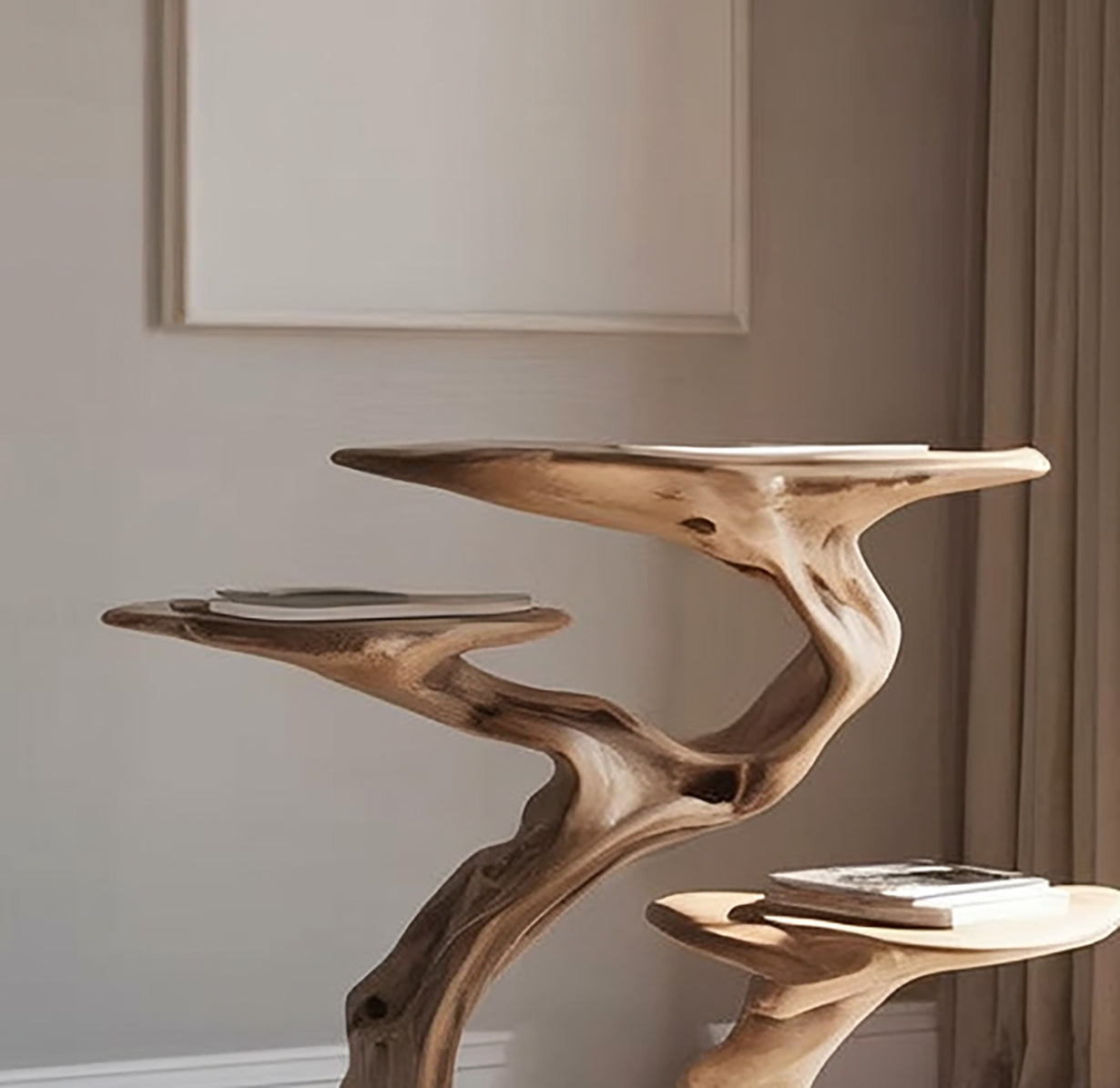 Platenspelermeubel van Massief Hout met Vinylopslag – Mid-Century