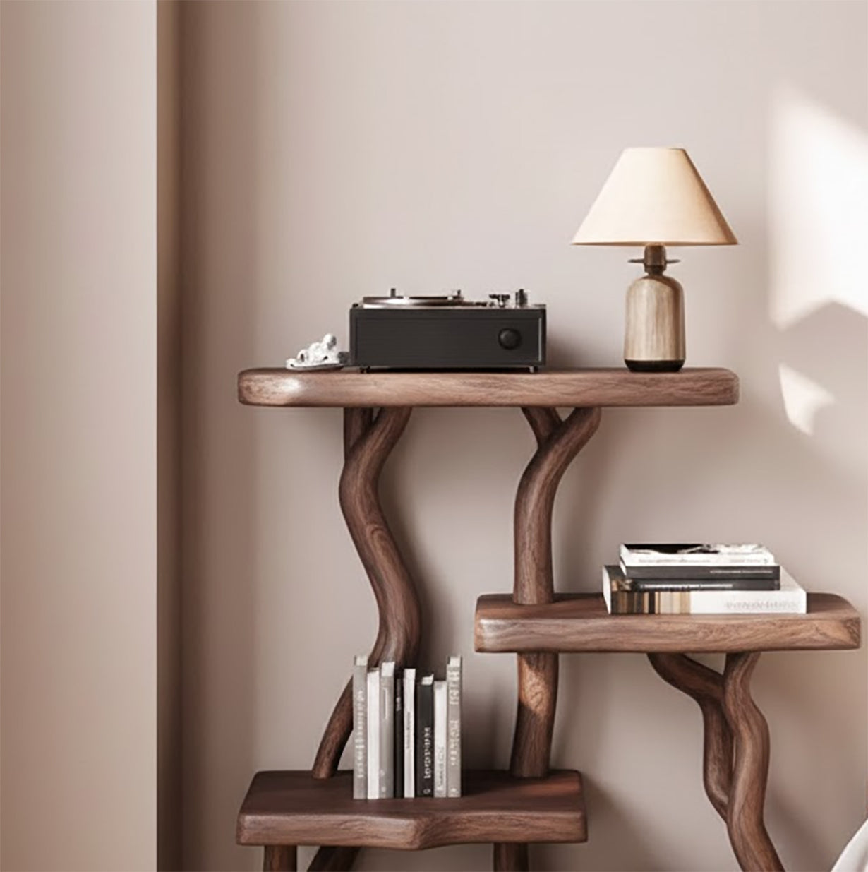 Drijfhouten Nachtkastje Boekenrek – Rustiek Slaapkamermeubel