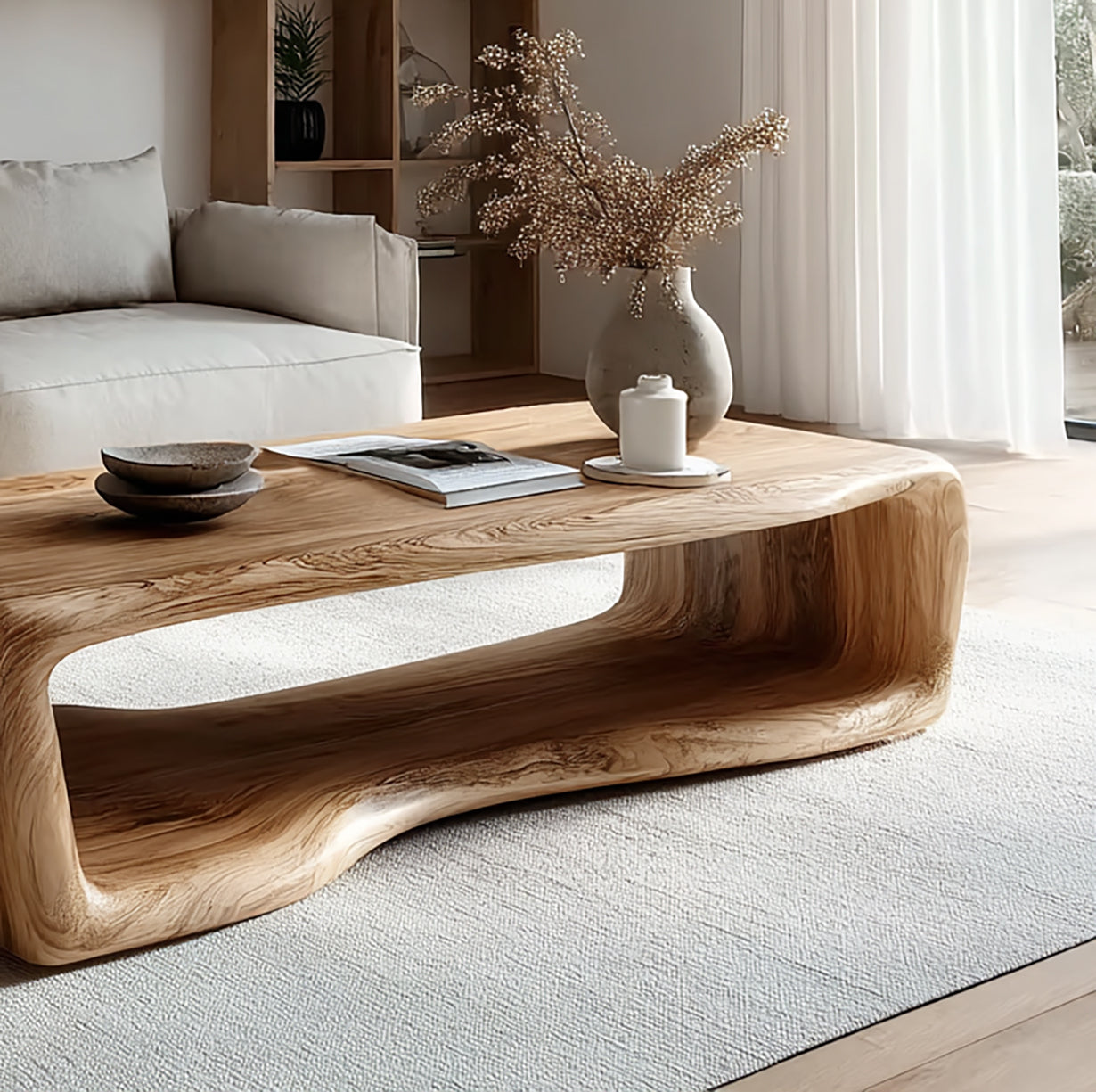 Rustieke Salontafel van Massief Hout – Live Edge Rechthoekig