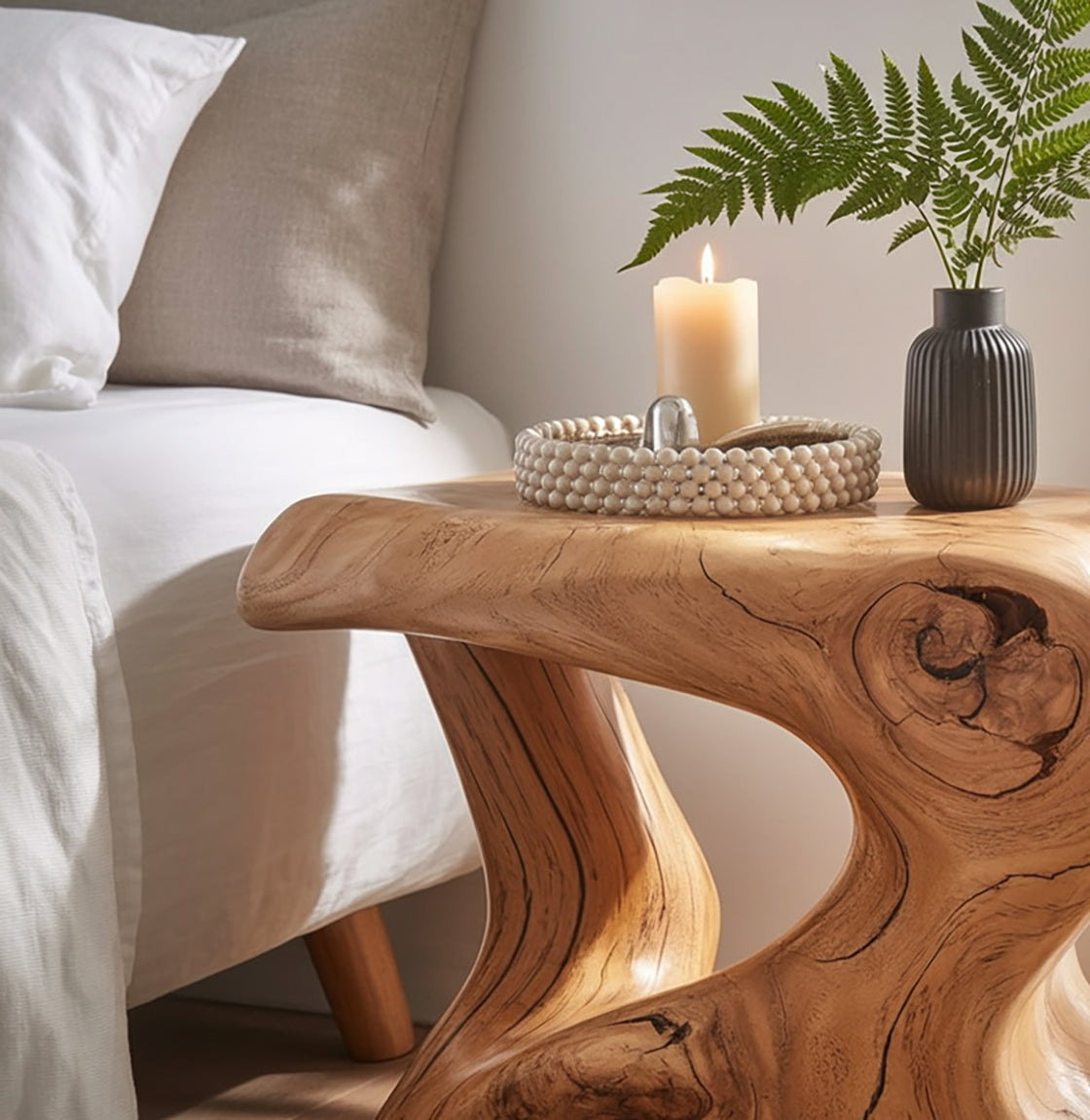 Rustic Farmhouse Bedside Table – Handmade Wooden Nightstand with Drawer