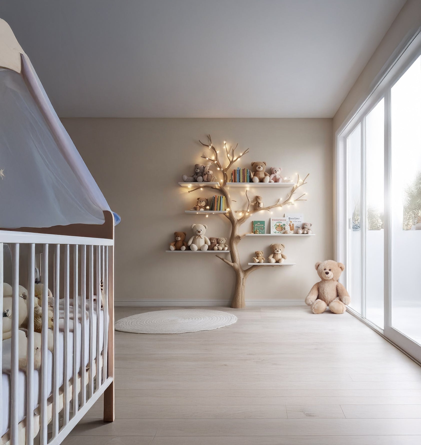 Tree Kids Bookshelf – Handmade Natural Wood Shelf for Baby Room Decor