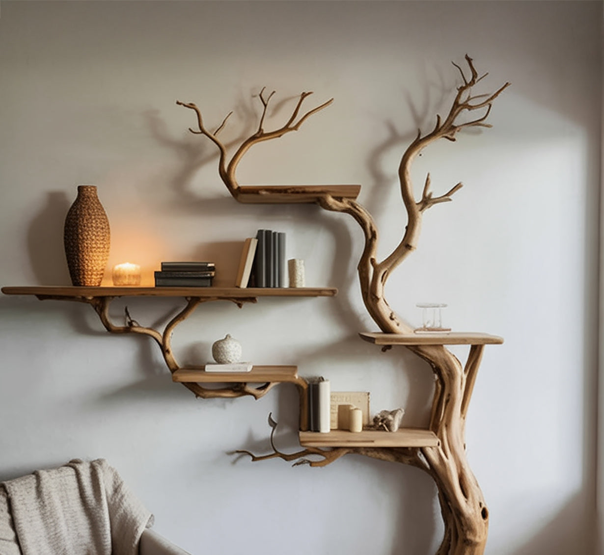Boomtak Boekenkast Van Hout – Unieke Tree Bookshelf In Mid-Century Stijl
